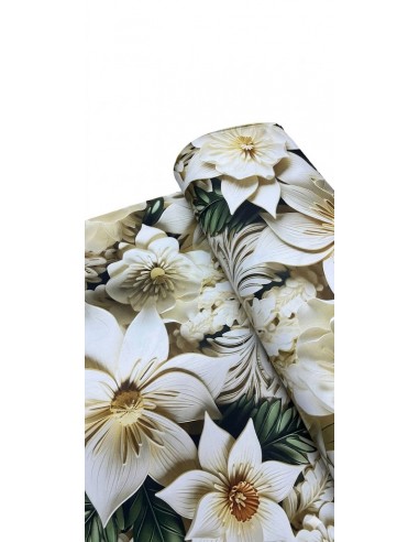 Bumbac satinat cu flori 5D